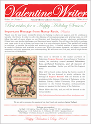 Image of Valentine Writer newsletter